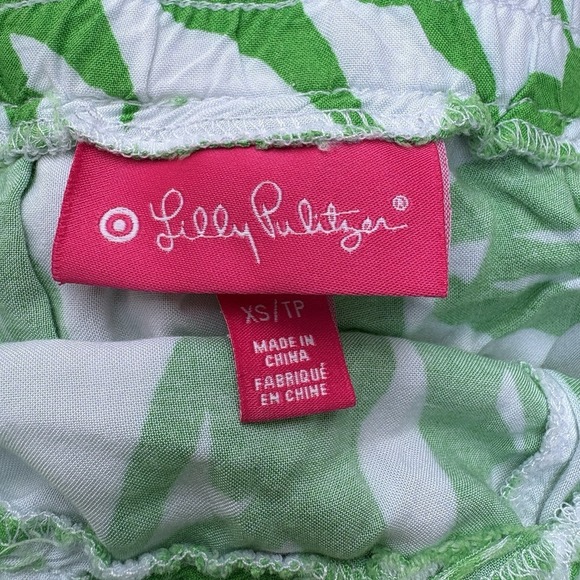 Lilly Pulitzer Womens XS Beach Pants Green White Tropical Palm Leaf Resortwear - Picture 3 of 7